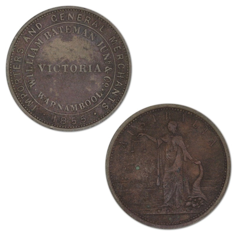 Australia 1855 William Bateman & Co. Penny Token A.30