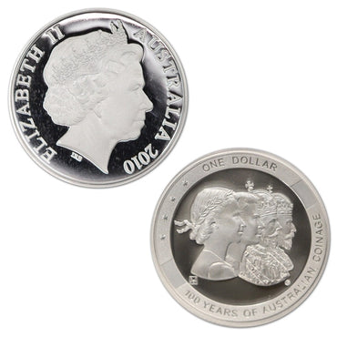 $1 2010 100 Yrs Coinage Silver Proof - 'M' Privymark