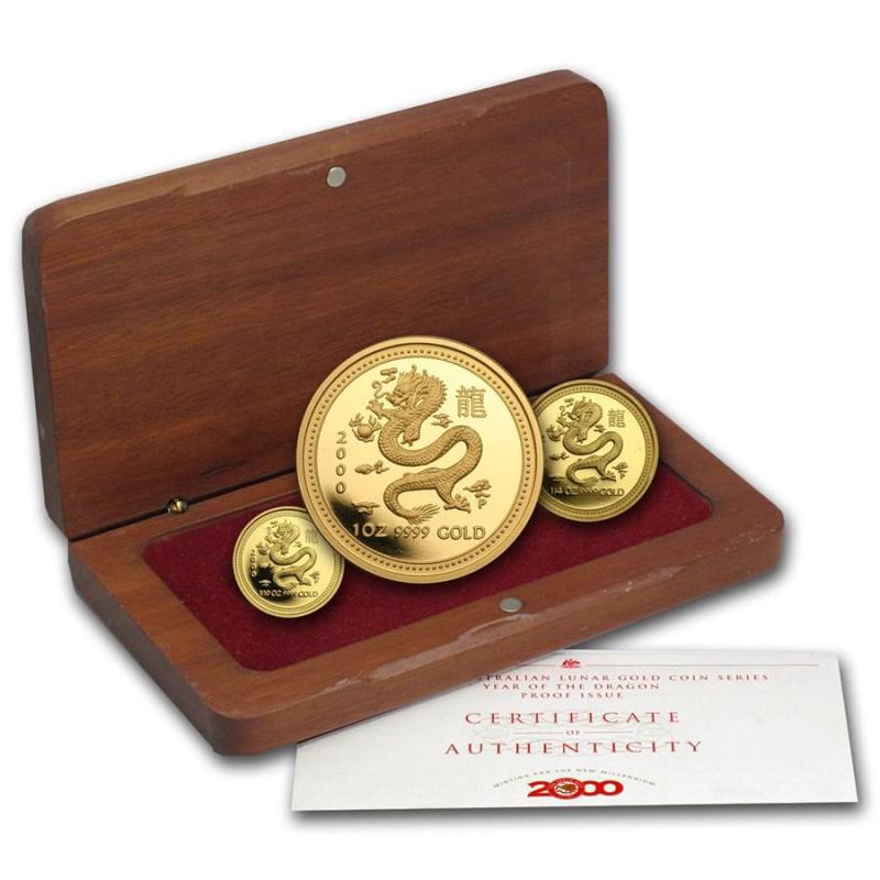 2000 Year of the Dragon Three-Coin Gold Proof Set