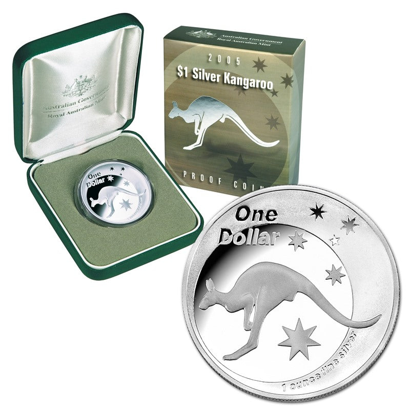 $1 2005 Kangaroo 1oz 99.9% Silver Proof