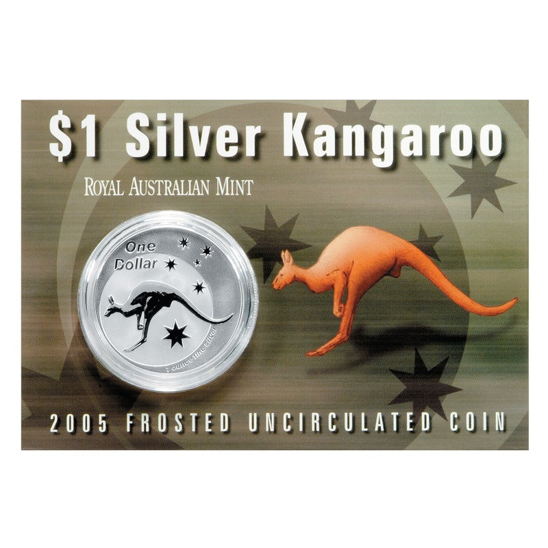 $1 2005 Kangaroo 1oz 99.9% Frosted Silver UNC