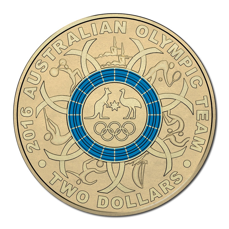 $2 2016 Olympic Blue Coloured UNC