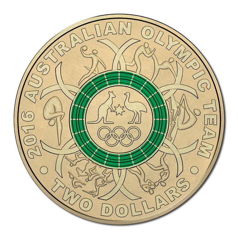 $2 2016 Olympic Green Coloured UNC