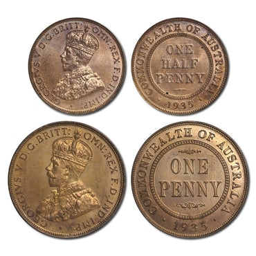 Australia 1935 Halfpenny & Penny Lustrous Proof Pair