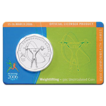 50c 2006 Commonwealth Games - Weightlifting Carded UNC