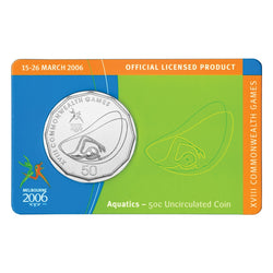 50c 2006 Commonwealth Games - Aquatics Carded UNC