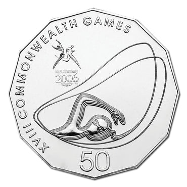50c 2006 Commonwealth Games - Aquatics Carded UNC