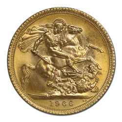 Great Britain 1966 Elizabeth II Gold Sovereign Lustrous UNC