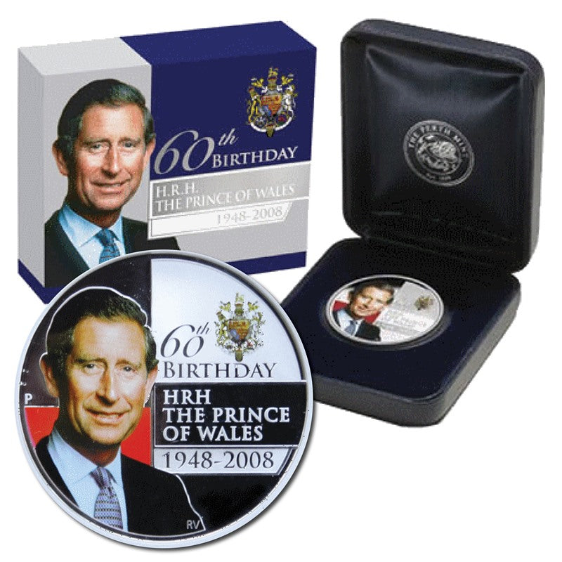 2008 HRH Prince of Wales 60th Birthday 1oz Silver