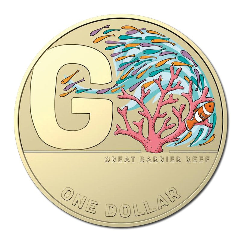 $1 2021 Coin Hunt Coloured 'G' - Great Barrier Reef UNC