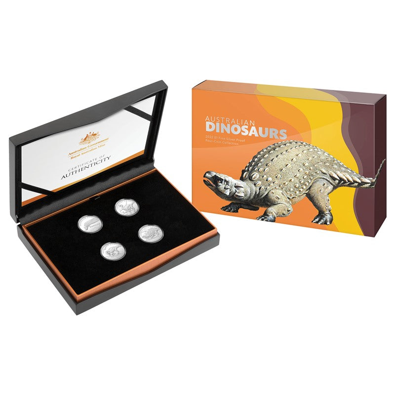 $1 2022 Dinosaurs 4 Coin Silver Proof Set