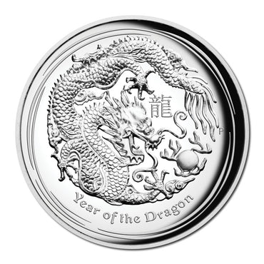2012 Year of the Dragon High Relief 1oz Silver Proof