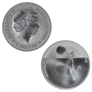 $1 2010 Kangaroo at Sunset F15 Privymark 1oz Silver B.Unc