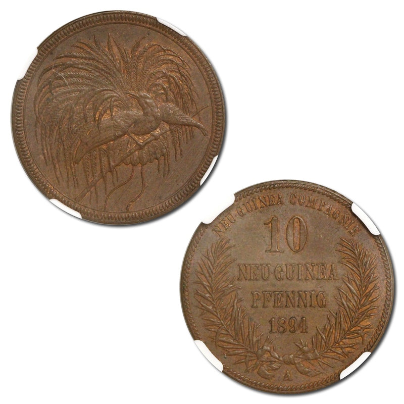 German New Guinea 1894A Bronze 10 Pfennig Lustre nUNC