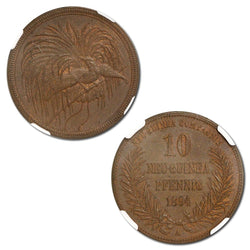 German New Guinea 1894A Bronze 10 Pfennig Lustre nUNC