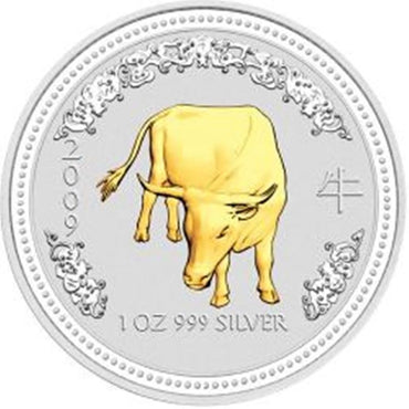 2009 Year of the Ox Gilded 1oz Silver - Series I