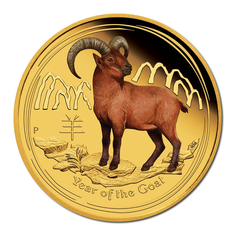 2015 Year of the Goat Coloured 1/10oz Gold Proof