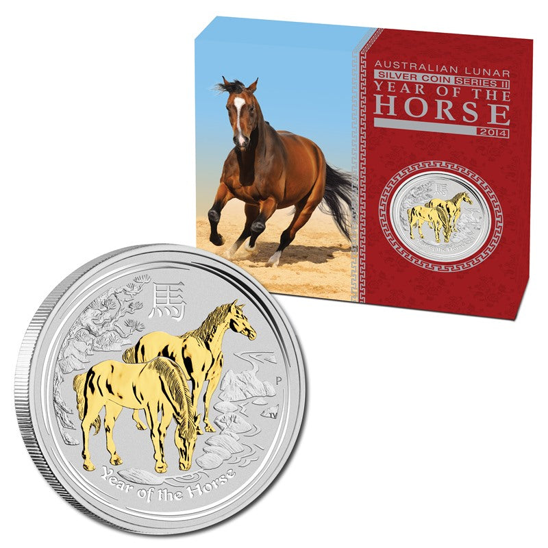2014 Year of the Horse Gilded 1oz Silver