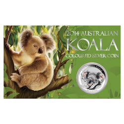 2014 Koala Coloured 1oz Silver Carded