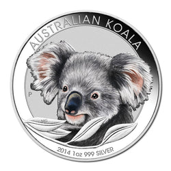 2014 Koala Coloured 1oz Silver Carded