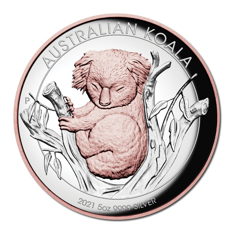2021 Koala 5oz Silver Proof High Relief Gilded Coin