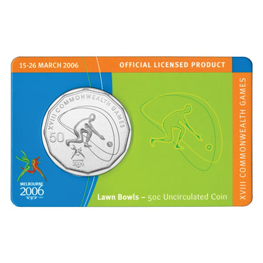 50c 2006 Commonwealth Games - Lawn Bowls Carded UNC