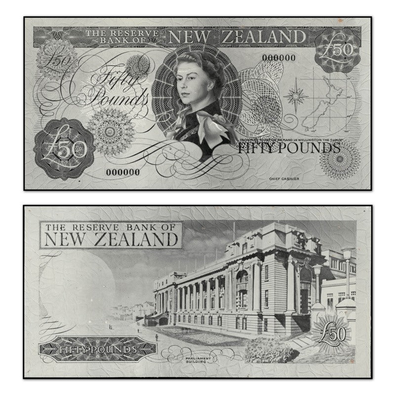 New Zealand Printers Archive 50 Pounds - Queen Elizabeth