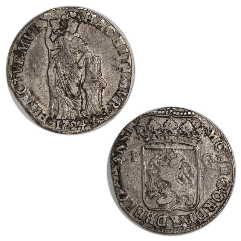 Netherlands 1724 Overyssel Silver 1 Gulden VF