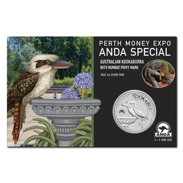 2022 Kookaburra 1oz Silver with Numbat Privy - ANDA Perth