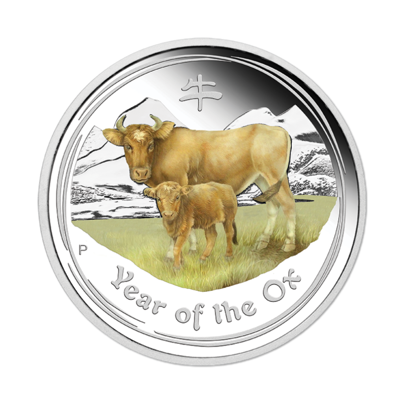 2021 Year of the Ox Coloured 2oz Silver Proof - Perth ANDA Expo