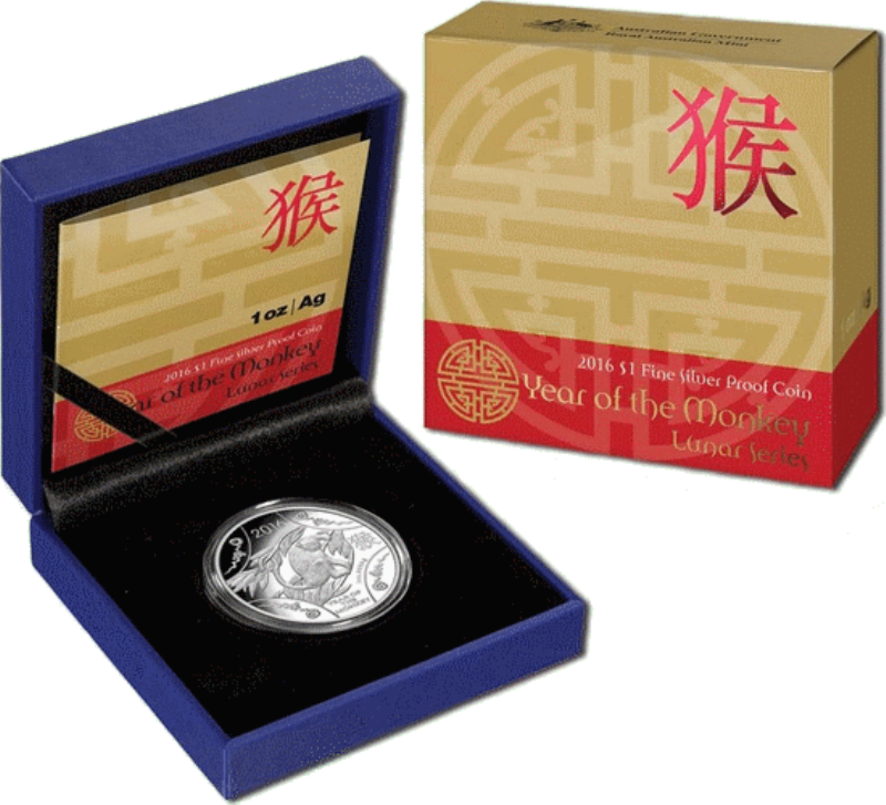 $1 2016 Year of the Monkey 1oz Silver Proof