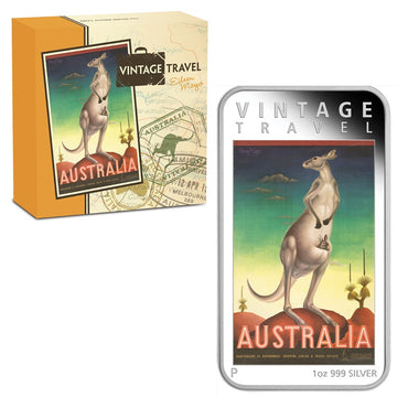 2014 Vintage Travel Poster Rectangle 1oz Silver Proof