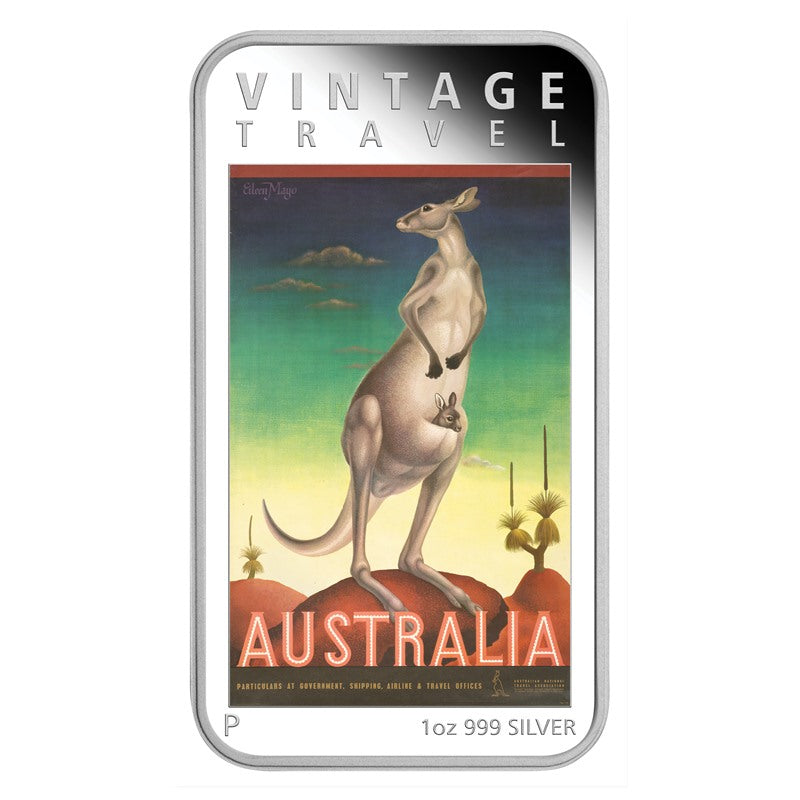 2014 Vintage Travel Poster Rectangle 1oz Silver Proof