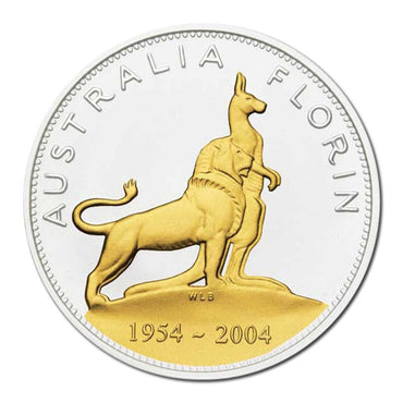 2004 Royal Visit Florin Gilded 1oz Silver Proof