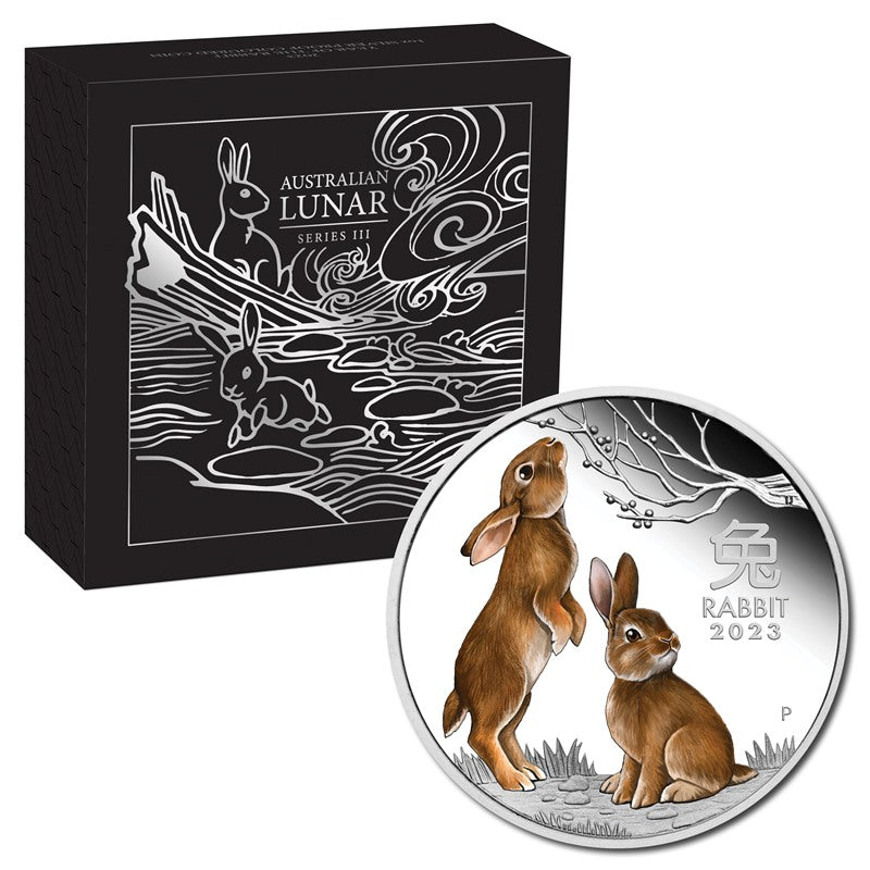 2023 Year Of The Rabbit Coloured 1oz Silver Proof