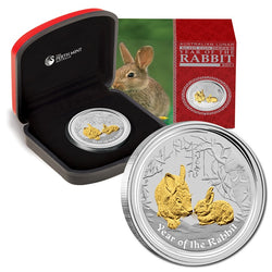 2011 Year of the Rabbit Gilded 1oz Silver