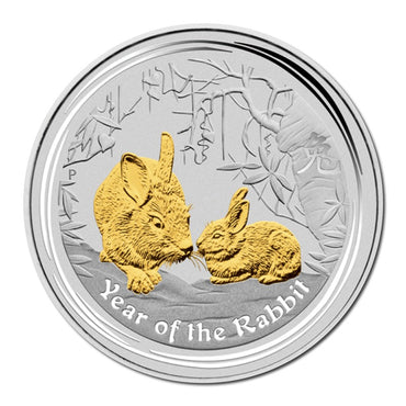 2011 Year of the Rabbit Gilded 1oz Silver