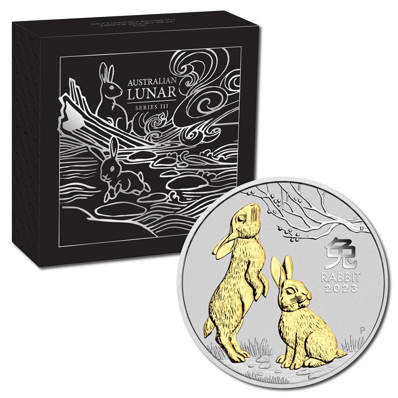 2023 Year Of The Rabbit Gilded 1oz Silver