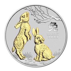 2023 Year Of The Rabbit Gilded 1oz Silver