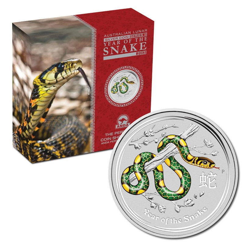 2013 Year of the Snake Coloured 2oz Silver - ANDA Special