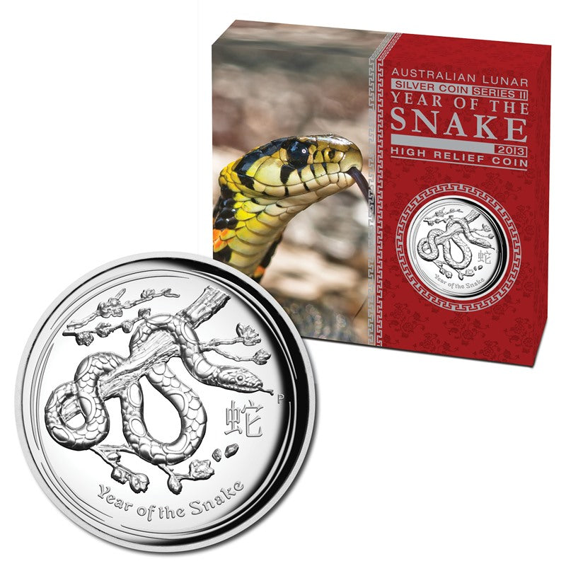 2013 Year of the Snake High Relief 1oz Silver Proof