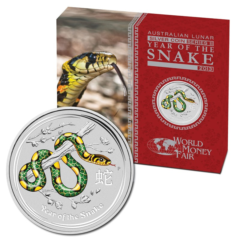 2013 Year of the Snake Coloured 1oz Silver - WMF Special