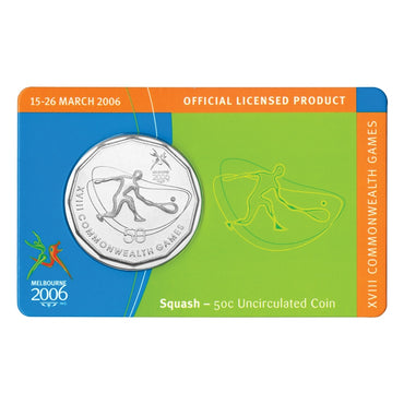 50c 2006 Commonwealth Games - Squash Carded UNC