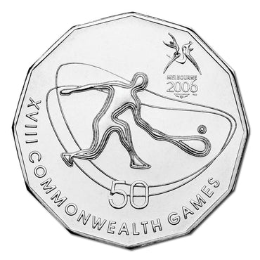 50c 2006 Commonwealth Games - Squash Carded UNC