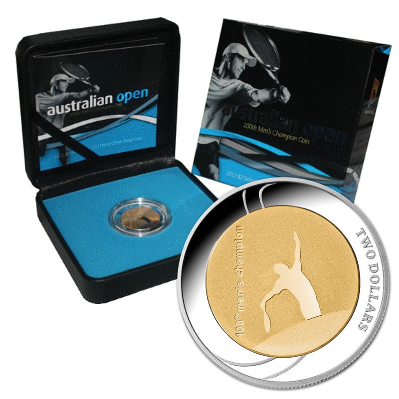 $2 2012 Australian Open Silver Gold Plated Proof