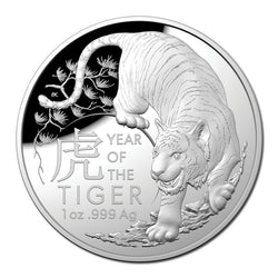 $5 2022 Year of the Tiger 1oz Silver Proof Domed