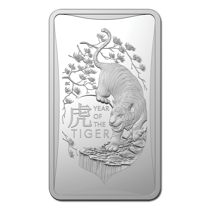 $1 2022 Year of the Tiger 1/2oz Silver Rectangular Proof