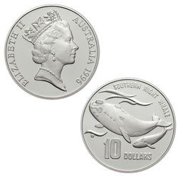 $10 1996 Southern Right Whale Silver Proof