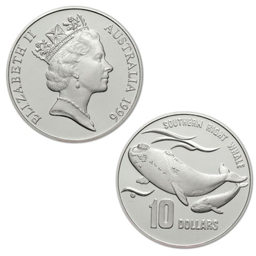 $10 1996 Southern Right Whale Silver Proof