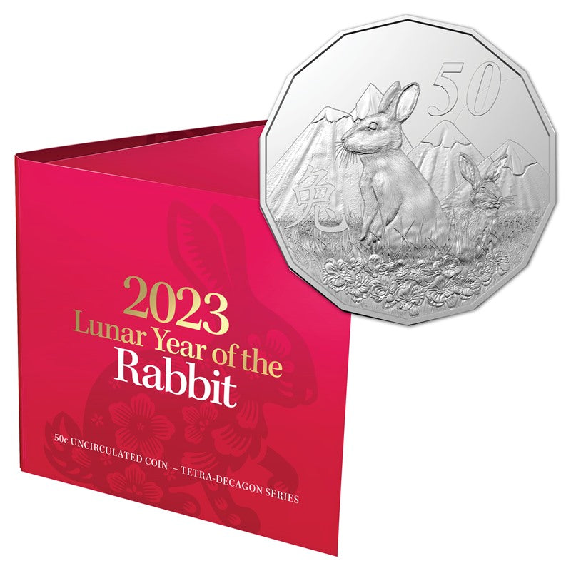 50c 2023 Year of the Rabbit Red Card UNC